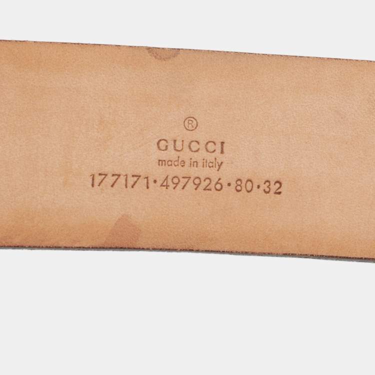 Pre Owned Gucci Silver Leather Horsebit Buckle Belt 80 CM