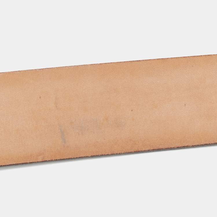 Pre Owned Gucci Silver Leather Horsebit Buckle Belt 80 CM