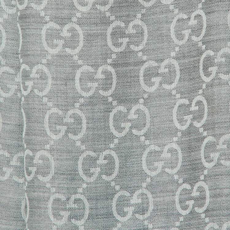 Pre Owned Gucci Grey GG Guccissima Wool Blend Shawl 