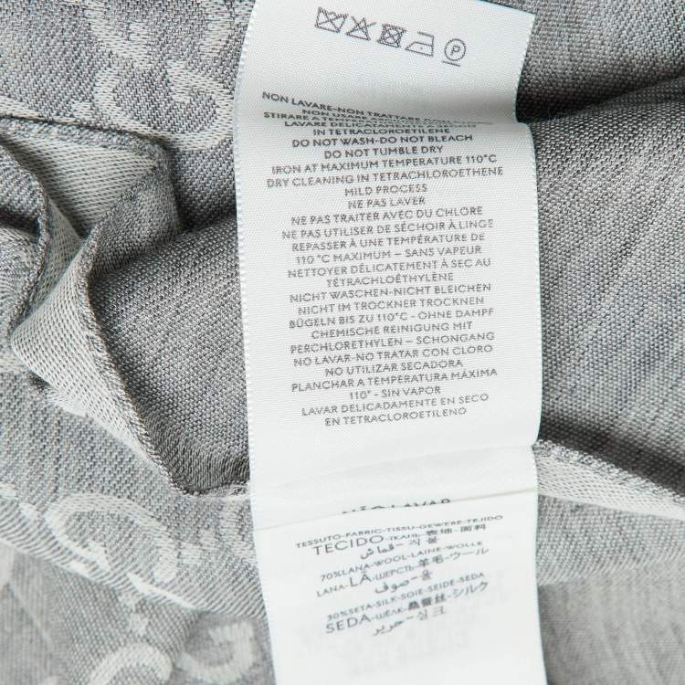 Pre Owned Gucci Grey GG Guccissima Wool Blend Shawl 