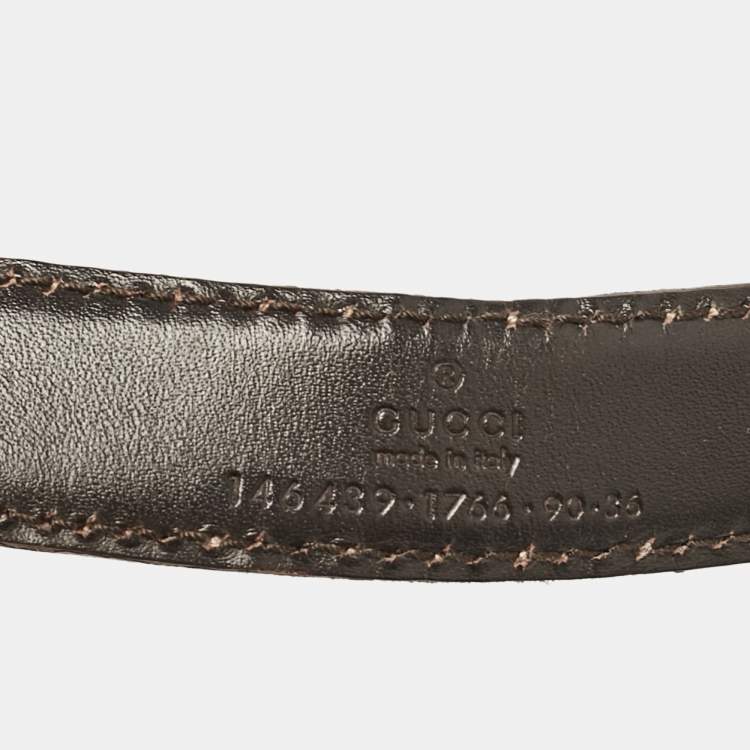 Pre Owned Gucci Bronze Guccissima Leather Slim Belt 90 CM