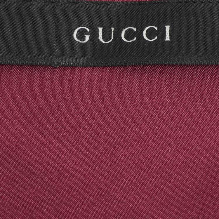 Pre Owned Gucci Burgundy Silk Horsebit Square Scarf