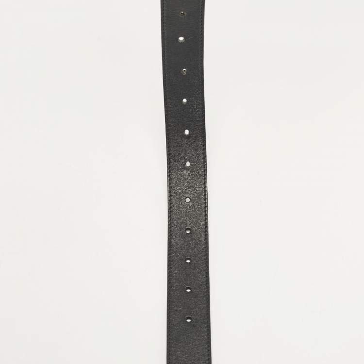 Pre Owned Gucci Black Leather GG Marmont Buckle Belt 90CM