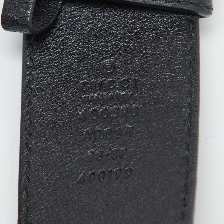Pre Owned Gucci Black Leather GG Marmont Buckle Belt 80CM