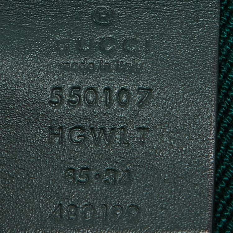 Pre Owned Gucci Green/Red Stretch Web Plexi Double G Buckle Belt 85 CM