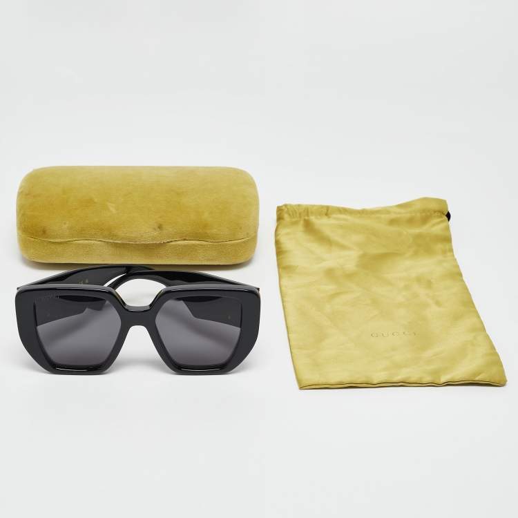 Pre Owned Gucci Black GG0956S GG Oversized Square Sunglasses