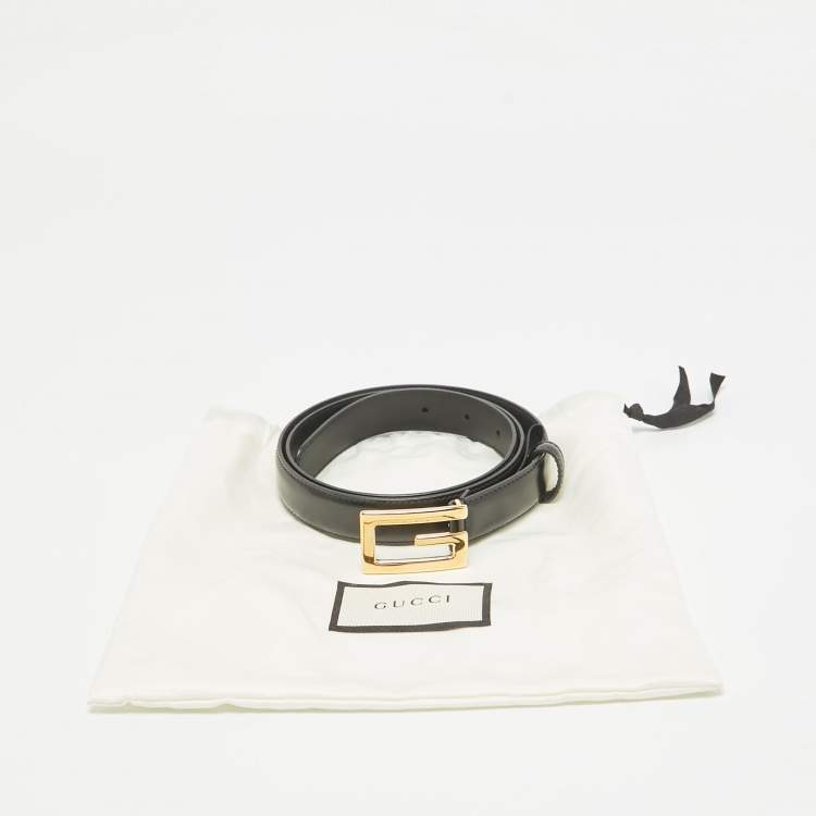 Pre Owned Gucci Black Leather G Buckle Belt 90CM