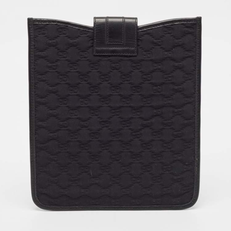Pre Owned Gucci Black GG Fabric and Leather iPad Case