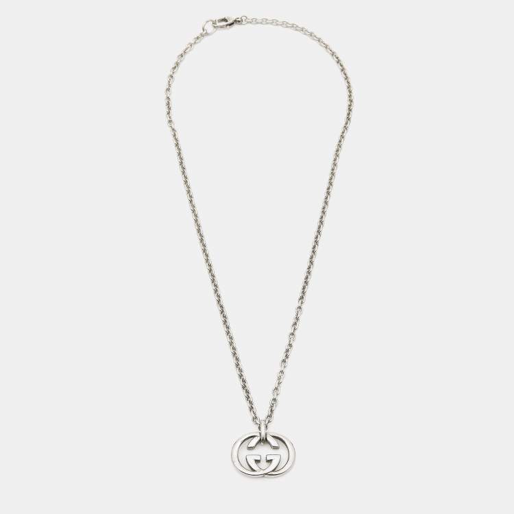 Pre Owned Gucci Interlocking G Sterling Silver Necklace