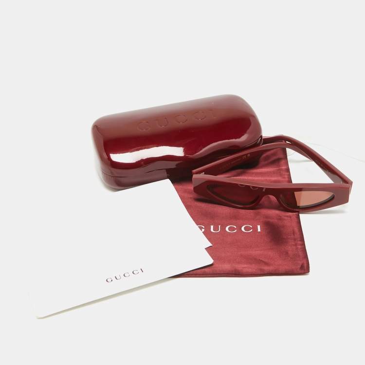 Pre Owned Gucci Red GG1779S Cat Eye Sunglasses