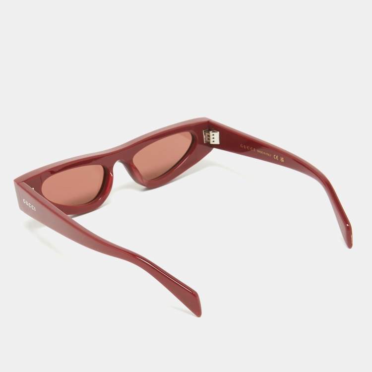 Pre Owned Gucci Red GG1779S Cat Eye Sunglasses