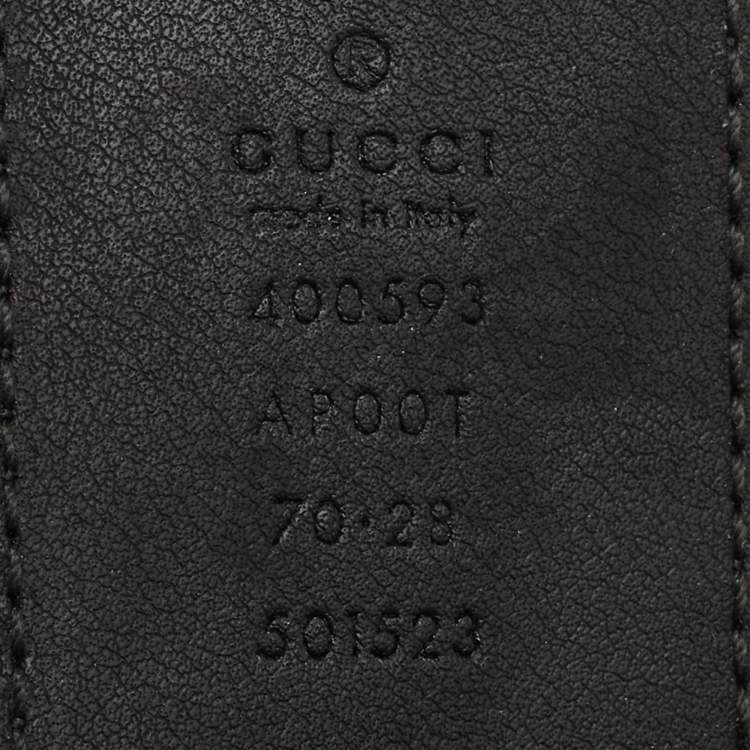 Pre Owned Gucci Black Leather GG Marmont Buckle Belt 70CM