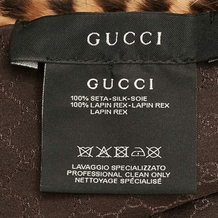 Pre Owned Gucci Leopard Print Silk and Lapin Rex Fur Stole 