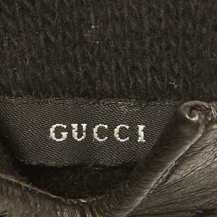 Pre Owned Gucci Brown Leather Web Horsebit Gloves Size 7