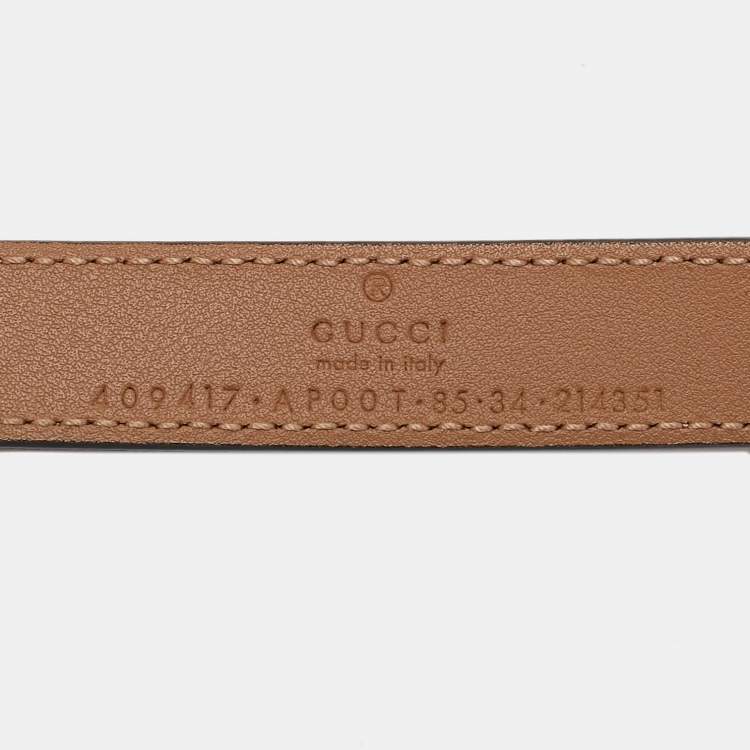 Pre Owned Gucci Brown Leather GG Marmont Waist Belt 85 CM