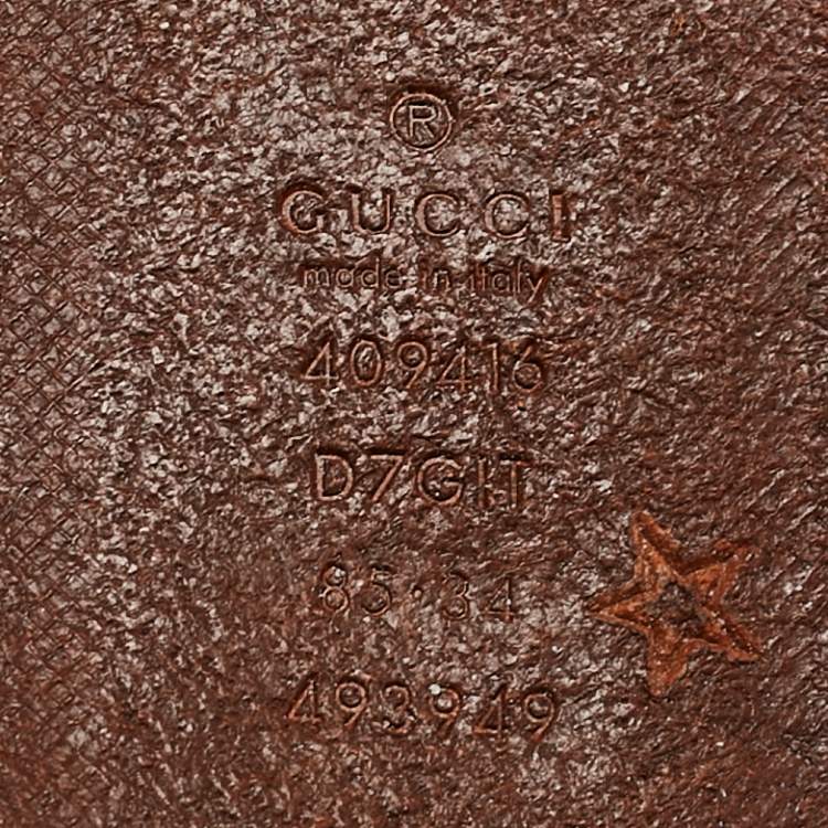 Pre Owned Gucci Brown Leather Loved Double G Buckle Belt 85CM
