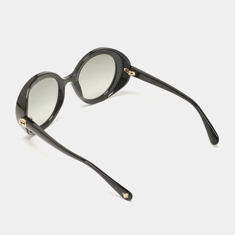 Pre Owned Gucci Black GG0376S Interlocking G Round Sunglasses