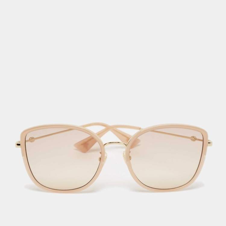 Pre Owned Gucci Beige Gradient GG0606SK Cat Eye Sunglasses