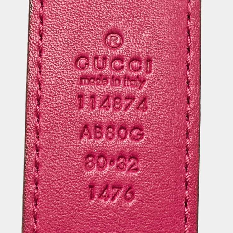 Pre Owned Gucci Pink Patent Leather Interlocking G Buckle Belt 80 CM