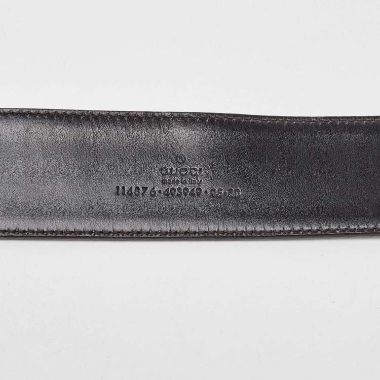 Pre Owned Gucci Beige GG Canvas and Leather Interlocking G Buckle Belt 95CM