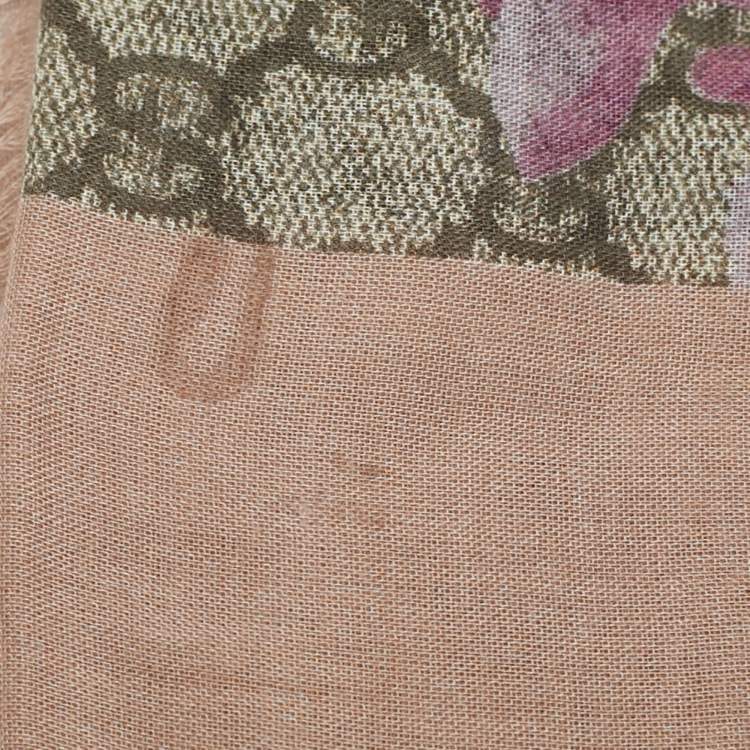Pre Owned Gucci Pink/Beige GG Blooms Print Modal Blend Square Scarf