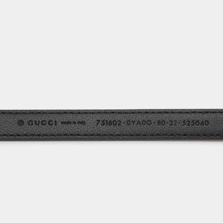 Pre Owned Gucci Black Leather Gucci Buckle Belt 85CM