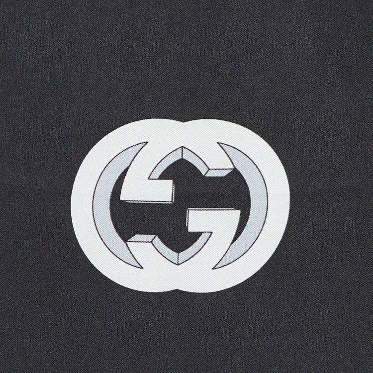 Pre Owned Gucci Black/White GG Printed Silk Scarf