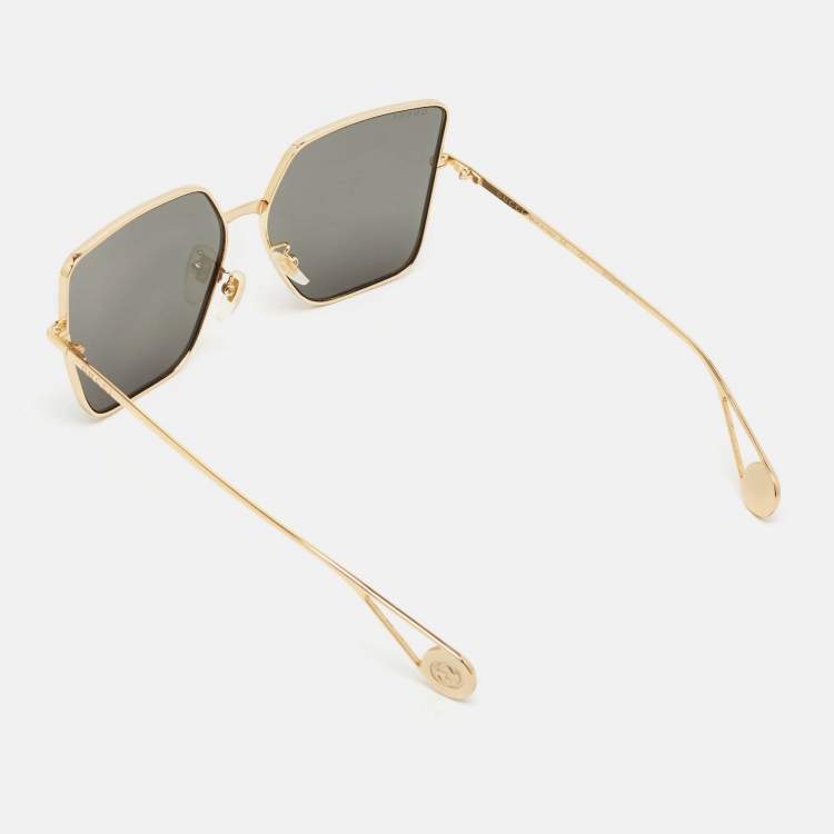 Pre Owned Gucci Black/Gold GG0436S Butterfly Sunglasses