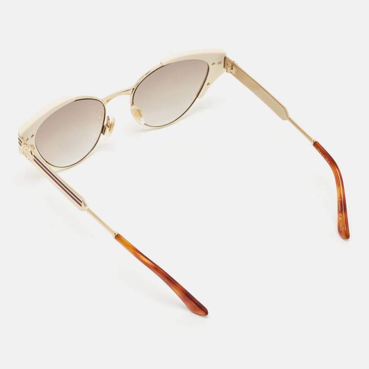 Pre Owned Gucci Ivory/Brown Gradient GG0522S Cat Eye Sunglasses
