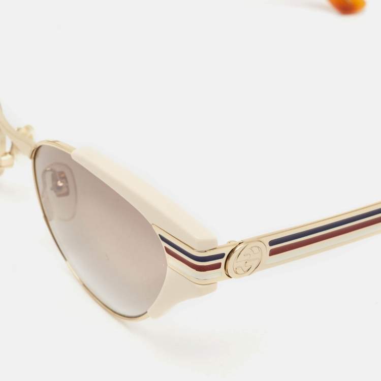 Pre Owned Gucci Ivory/Brown Gradient GG0522S Cat Eye Sunglasses