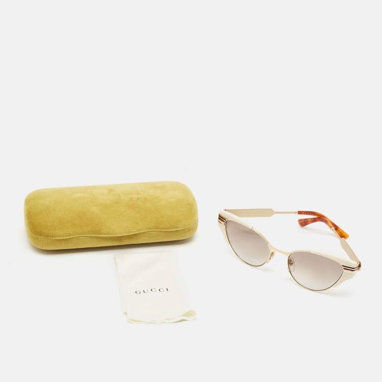 Pre Owned Gucci Ivory/Brown Gradient GG0522S Cat Eye Sunglasses