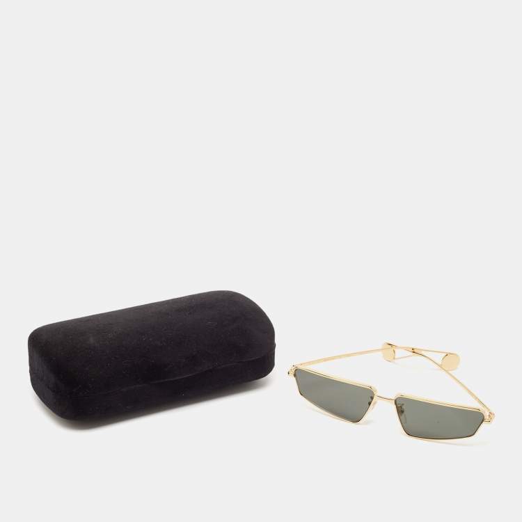 Pre Owned Gucci Black/Gold Tone GG0537S Rectangular Sunglasses