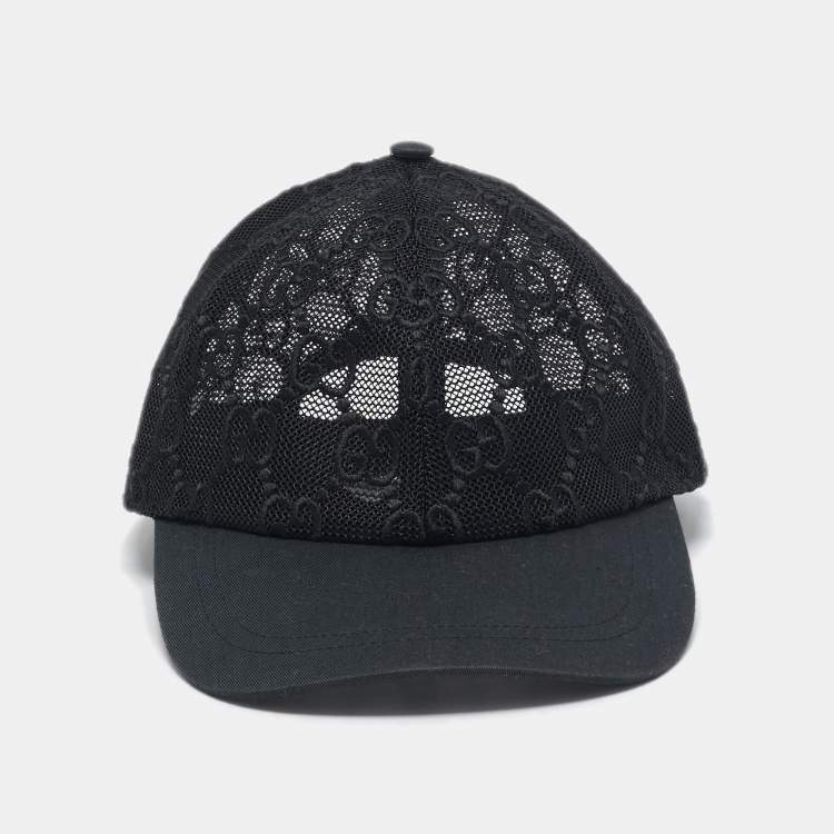 Pre Owned Gucci Black GG Motif Mesh Baseball Cap M
