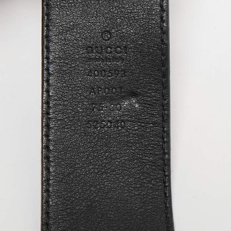 Pre Owned Gucci Black Leather GG Marmont Buckle Belt 75 CM