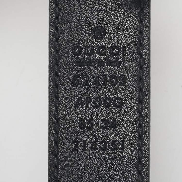 Pre Owned Gucci Black Leather GG Marmont Torchon Buckle Belt 85 CM