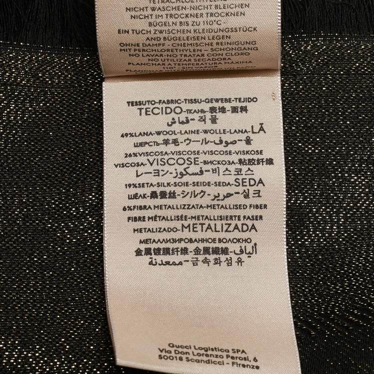 مملوكة مسبقًا Gucci Metallic Black GG Wool Blend Scarf