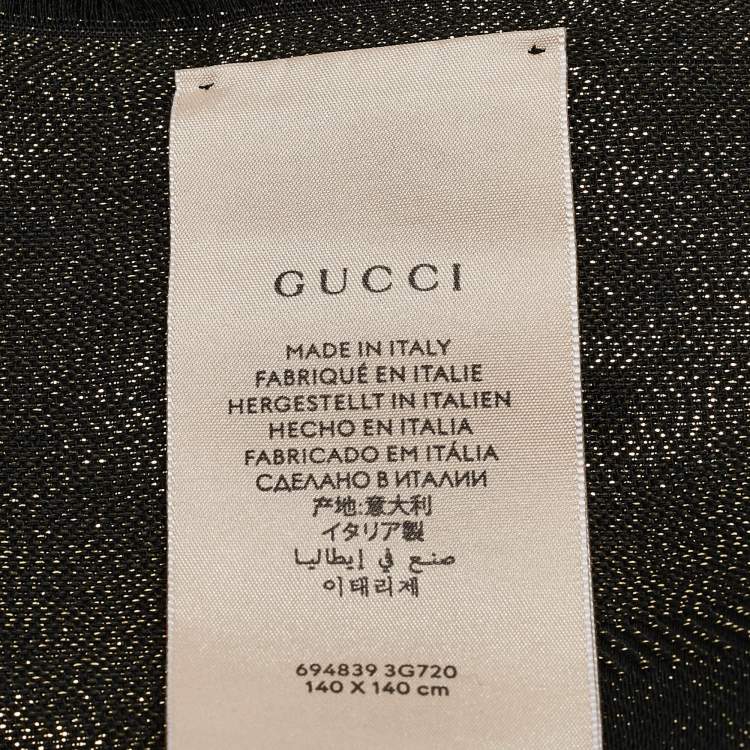 مملوكة مسبقًا Gucci Metallic Black GG Wool Blend Scarf