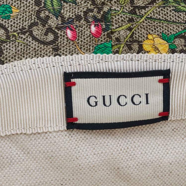 Pre Owned Gucci Beige GG Floral Print Coated Canvas Bucket Hat L