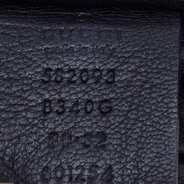 مملوكة مسبقًا Gucci Black Elastic Leather GG Marmont Torchon Buckle Belt 80CM