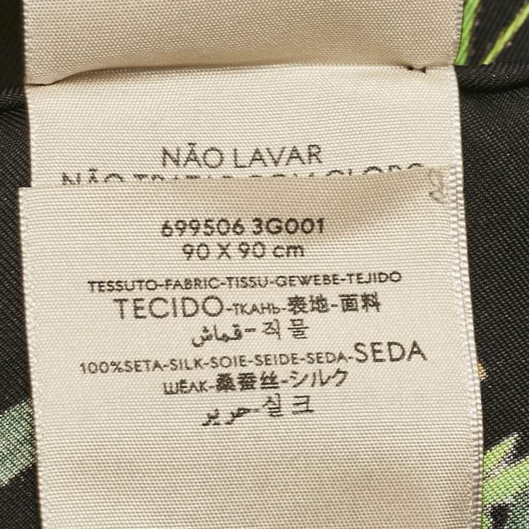 Pre Owned Gucci Black Floral Print Silk Square Scarf 