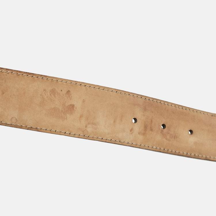Pre Owned Gucci Silver Guccissima Leather Interlocking G Buckle Belt 85 CM