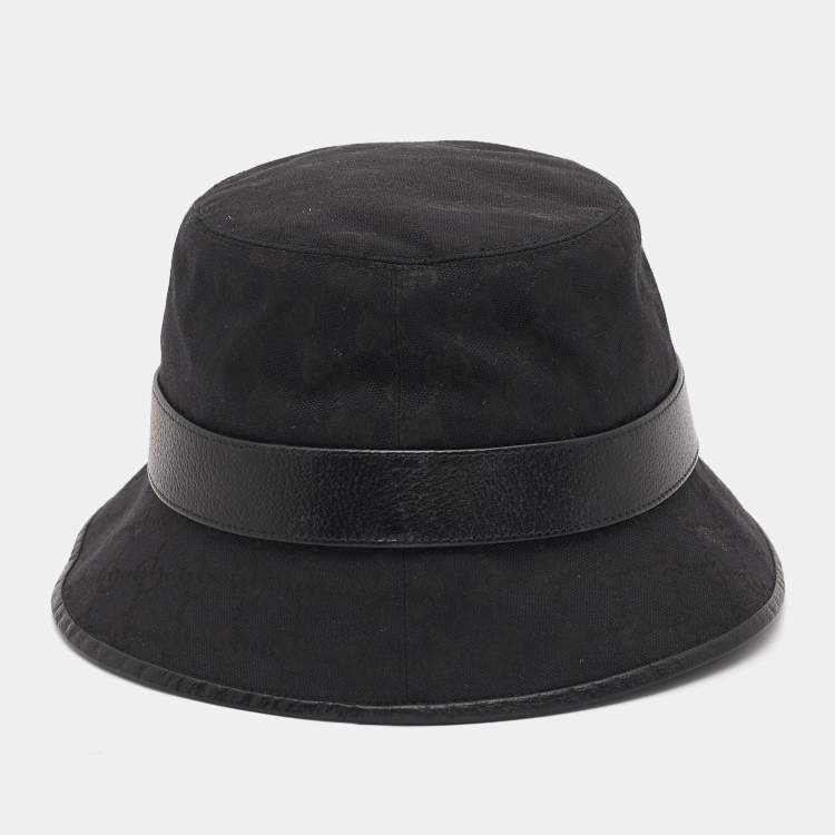 Pre Owned Gucci Black GG Supreme Canvas Bucket Hat M