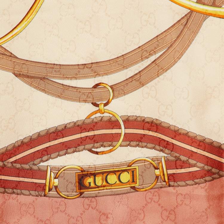 Pre Owned Gucci Horsebit Pink Silk Scarf