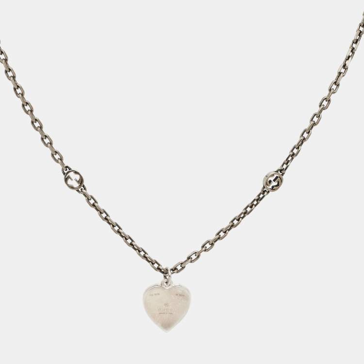 مملوكة مسبقًا Gucci Heart Enamel Sterling Silver Necklace