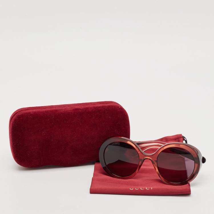 Pre Owned Gucci Brown/Purple GG0367S Frame Round Sunglasses