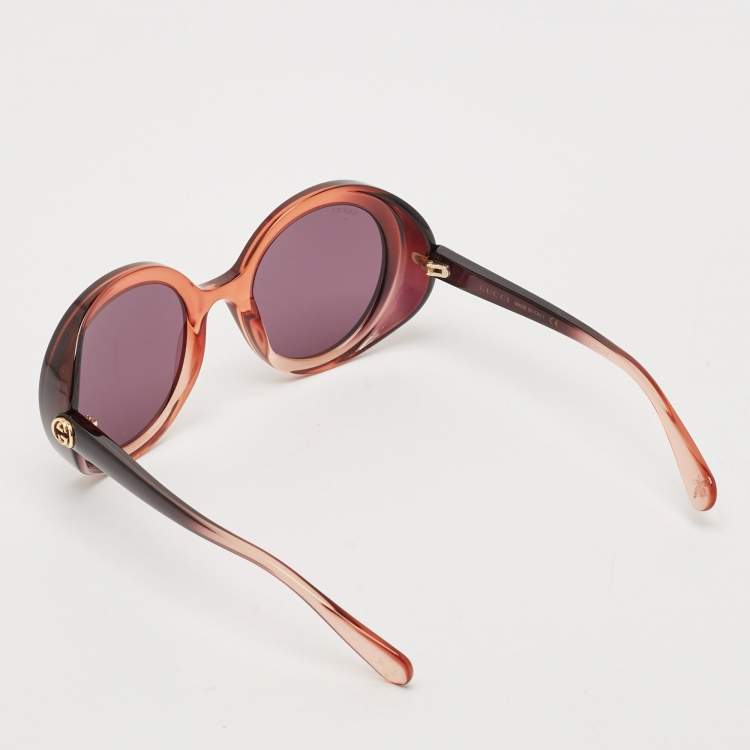 Pre Owned Gucci Brown/Purple GG0367S Frame Round Sunglasses