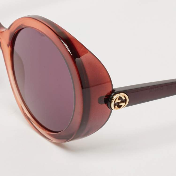 Pre Owned Gucci Brown/Purple GG0367S Frame Round Sunglasses