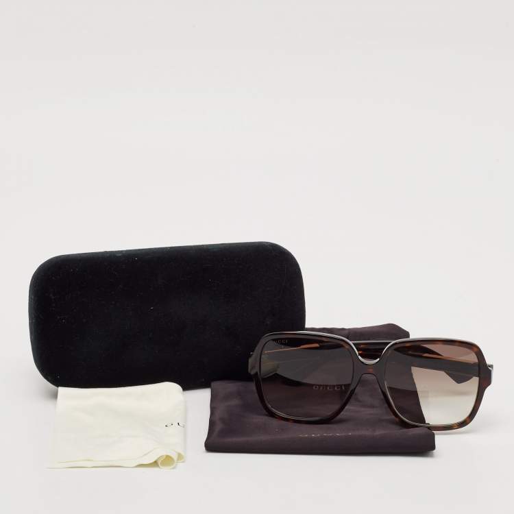 Pre Owned Gucci Dark Brown Gradient GG1189S Logo Square Sunglasses