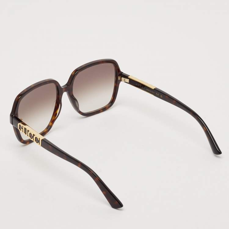 Pre Owned Gucci Dark Brown Gradient GG1189S Logo Square Sunglasses
