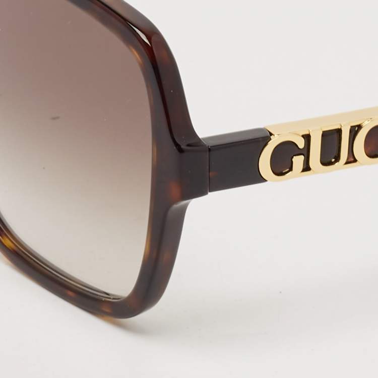 Pre Owned Gucci Dark Brown Gradient GG1189S Logo Square Sunglasses